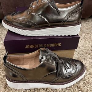 Johnston & Murphy Mitzi Leather Oxfords Bronze Metallic Size 6